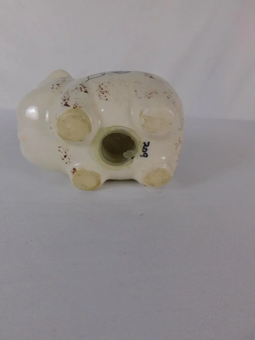Vintage Hawaii Small Ceramic Piggy Coin Bank Brown Flower Kawaii Decor Figurine